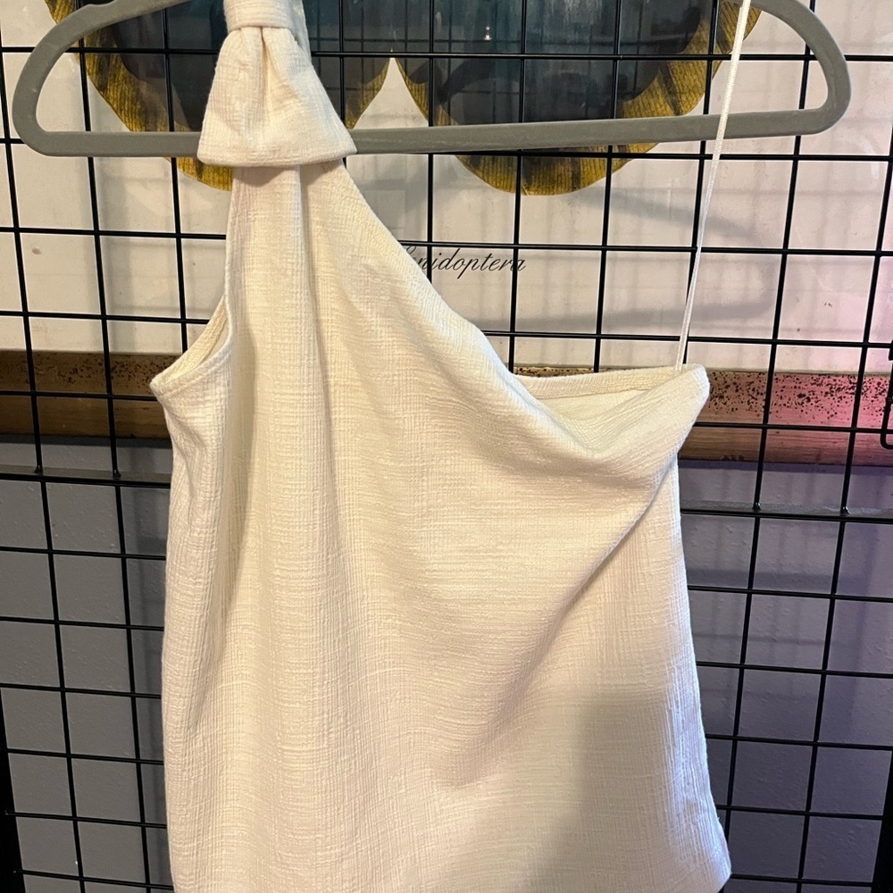 J. Crew One-Shoulder Cream Top